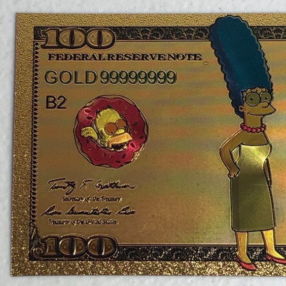 Marge Simpson Gold Bank Note Novelty Souvenir Collectible Simpsons Cartoon - Picture 2 of 8